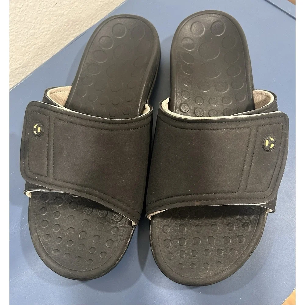 Vionic Men's Kiwi Slides Black 10 Comfort Sandal Arch Support Plantar Fasciitis